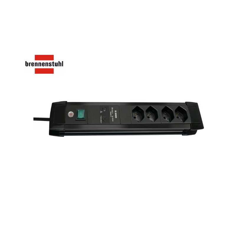 Steckdosenleiste 4 Dosen schwarz Blitzschutz